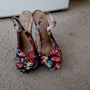 Colorful Floral Slingback Heels